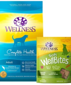 Wellness Complete Health Adult Whitefish & Sweet Potato Recipe Dry Food + WellBites Lamb & Salmon Recipe Soft & Chewy Grain-Free Dog Treats