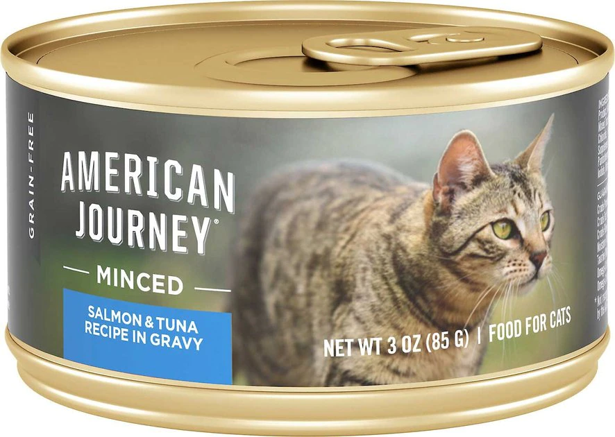 American Journey||Wellness American Journey Minced Salmon & Tuna Recipe in Gravy Grain-Free Canned Cat Food, 3-oz, case of 24 + Wellness Complete Health Natural Minced Salmon Dinner Grain-Free Canned Cat Food, 3-oz, case of 24 4 American Journey||Wellness American Journey Minced Salmon & Tuna Recipe in Gravy Grain-Free Canned Cat Food, 3-oz, case of 24 + Wellness Complete Health Natural Minced Salmon Dinner Grain-Free Canned Cat Food, 3-oz, case of 24 - Image 2