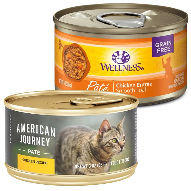 American Journey||Wellness American Journey Pate Chicken Recipe Grain-Free Canned Cat Food, 3-oz, case of 24 + Wellness Complete Health Pate Chicken Entree Grain-Free Canned Cat Food, 3-oz, case of 24 3 American Journey||Wellness American Journey Pate Chicken Recipe Grain-Free Canned Cat Food, 3-oz, case of 24 + Wellness Complete Health Pate Chicken Entree Grain-Free Canned Cat Food, 3-oz, case of 24