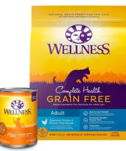 Wellness Complete Health Pate Chicken Entree Grain-Free Canned Cat Food, 12.5-oz, case of 12 + Wellness Complete Health Natural Grain-Free Deboned Chicken & Chicken Meal Dry Cat Food, 11.5-lb bag