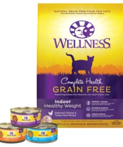 Wellness Complete Health Poultry Lovers Pate Variety Pack Grain-Free Canned Cat Food, 5.5-oz, case of 30 + Wellness Complete Health Grain-Free Indoor Healthy Weight Chicken Recipe Dry Cat Food, 11.5-lb bag
