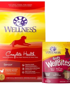 Wellness Complete Health Senior Deboned Chicken & Barley Recipe Dry Dog Food, 30-lb bag + Wellness WellBites Beef & Turkey Recipe Soft & Chewy Grain-Free Dog Treats, 6-oz bag