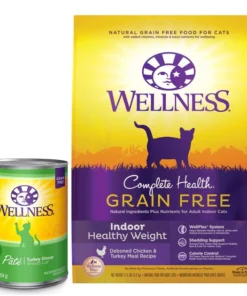 Wellness Complete Health Turkey Formula Grain-Free Canned Cat Food, 12.5-oz, case of 12 + Wellness Complete Health Grain-Free Indoor Healthy Weight Chicken Recipe Dry Cat Food, 11.5-lb bag
