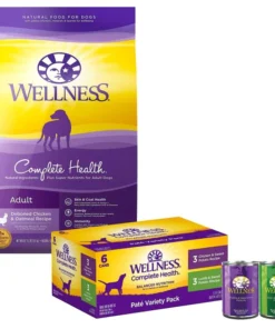 Wellness Complete Health Adult Deboned Chicken & Oatmeal Recipe Dry Food + Pate Variety Pack Wet Dog Food