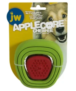 JW Pet Apple Core Chew-Ee Dog Toy, Green/Red
