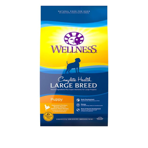 Wellness Large Breed Complete Health Puppy Deboned Chicken, Brown Rice & Salmon Meal Recipe Dry Dog Food 3 Wellness Large Breed Complete Health Puppy Deboned Chicken, Brown Rice & Salmon Meal Recipe Dry Dog Food