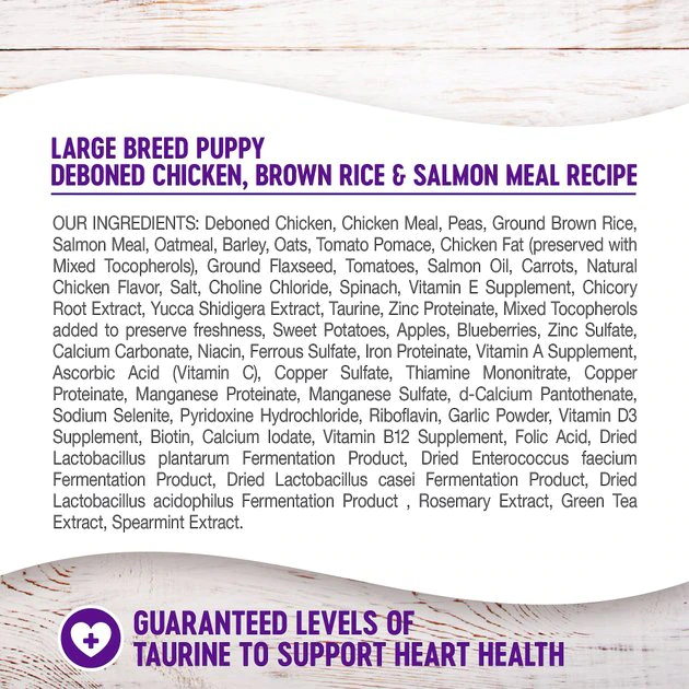 Wellness Large Breed Complete Health Puppy Deboned Chicken, Brown Rice & Salmon Meal Recipe Dry Dog Food 6 Wellness Large Breed Complete Health Puppy Deboned Chicken, Brown Rice & Salmon Meal Recipe Dry Dog Food - Image 4