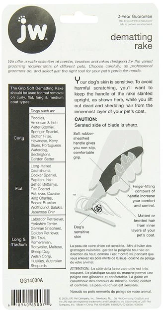 JW Pet Gripsoft Dematting Rake JW Pet Gripsoft Dematting Rake -JW Pet Sales 2024 55139 PT1. SY630 V1489183749
