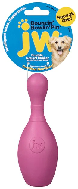 JW Pet iSqueak Bouncin' Bowlin' Pin Dog Toy, Color Varies 3 JW Pet iSqueak Bouncin' Bowlin' Pin Dog Toy, Color Varies